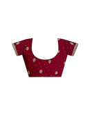 Dark Red Silk Embroidery Embellished Saree