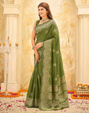 Mehndi Green Silk Woven Banarasi Saree