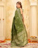 Mehndi Green Silk Woven Banarasi Saree