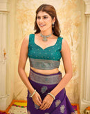 Dark Purple Silk Woven Banarasi Saree