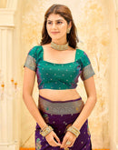Dark Purple Silk Woven Banarasi Saree