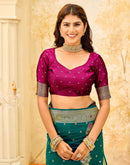Teal Green Silk Woven Banarasi Saree