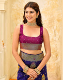 Navy Blue Silk Woven Banarasi Saree
