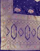 Navy Blue Silk Woven Banarasi Saree