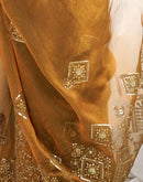Brown Shimmer Sequence Embroidery  Saree