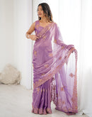 Lavender Shimmer Sequence Embroidery  Saree