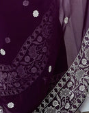 Wine Georgette Embroidery Saree