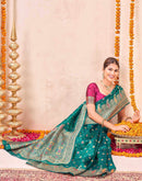 Rama Green Silk Woven Banarasi Saree