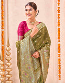 Mehandi Green Silk Woven Banarasi Saree
