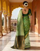 Bottle Green Silk Woven Banarasi Saree