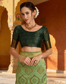Bottle Green Silk Woven Banarasi Saree