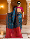 Blue Silk Woven Banarasi Saree