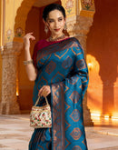 Blue Silk Woven Banarasi Saree
