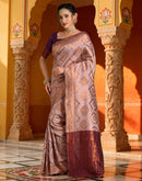 Mauve Silk Woven Banarasi Saree