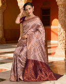 Mauve Silk Woven Banarasi Saree