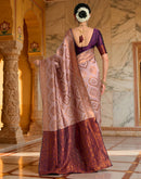 Mauve Silk Woven Banarasi Saree