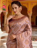 Mauve Silk Woven Banarasi Saree