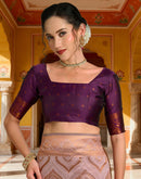 Mauve Silk Woven Banarasi Saree