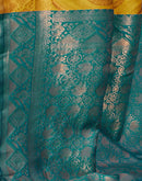 Mustard Yellow Silk Woven Baluchari Saree