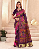 Wine Silk Woven Patola Saree