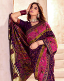Wine Silk Woven Patola Saree