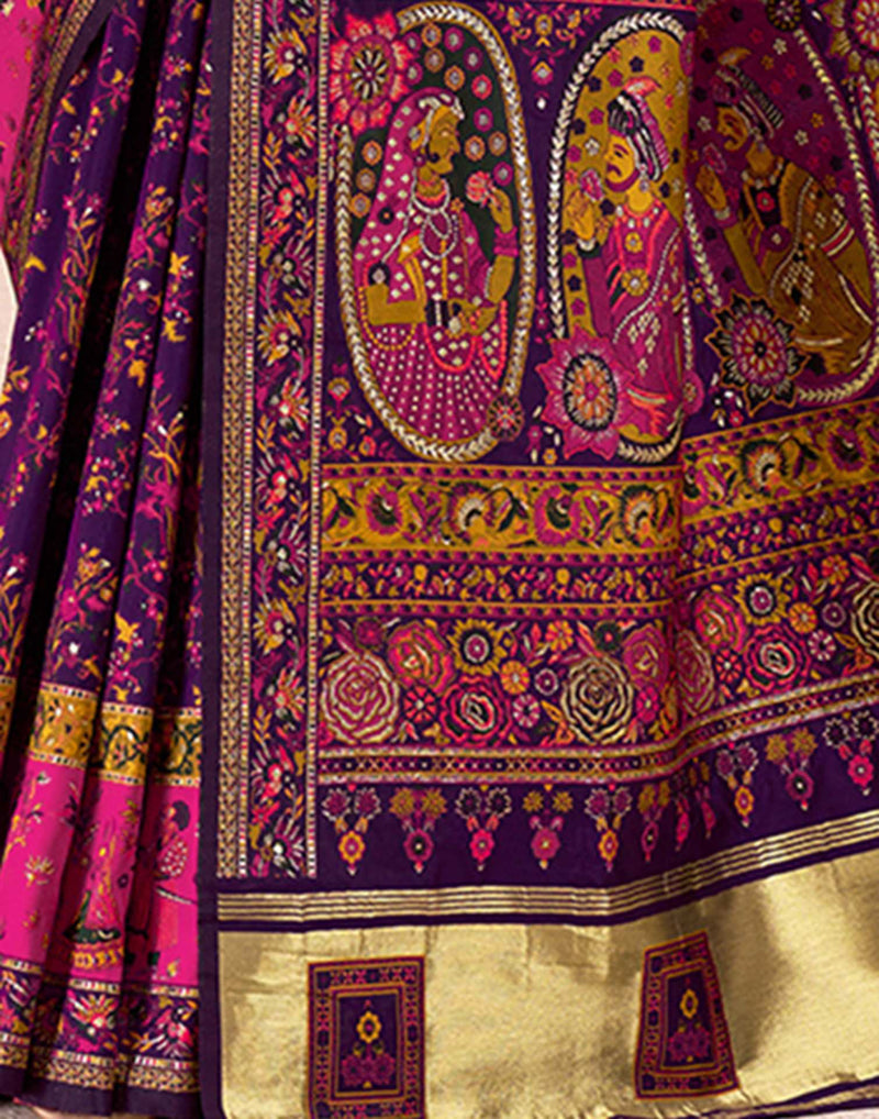 Wine Silk Woven Patola Saree