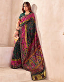 Bottle Green Silk Woven Patola Saree