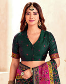 Bottle Green Silk Woven Patola Saree