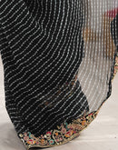 Black Georgette Printed Laheriya Saree