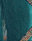 Teal Blue Georgette Printed Laheriya Saree