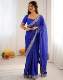 Blue Georgette Printed Laheriya Saree