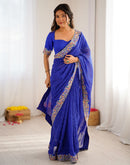 Blue Georgette Printed Laheriya Saree