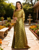 Yellow Silk Printed Saree
