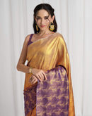 Yellow Silk Printed Saree