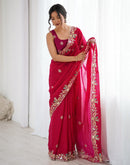 Red Silk Embroidery Saree