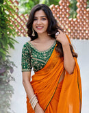 Orange Georgette Zari Stripe Saree