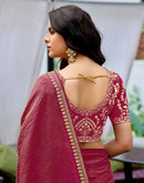 Magenta Silk Sequence Lace Saree