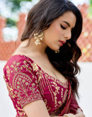 Magenta Silk Sequence Lace Saree