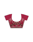 Magenta Silk Sequence Lace Saree