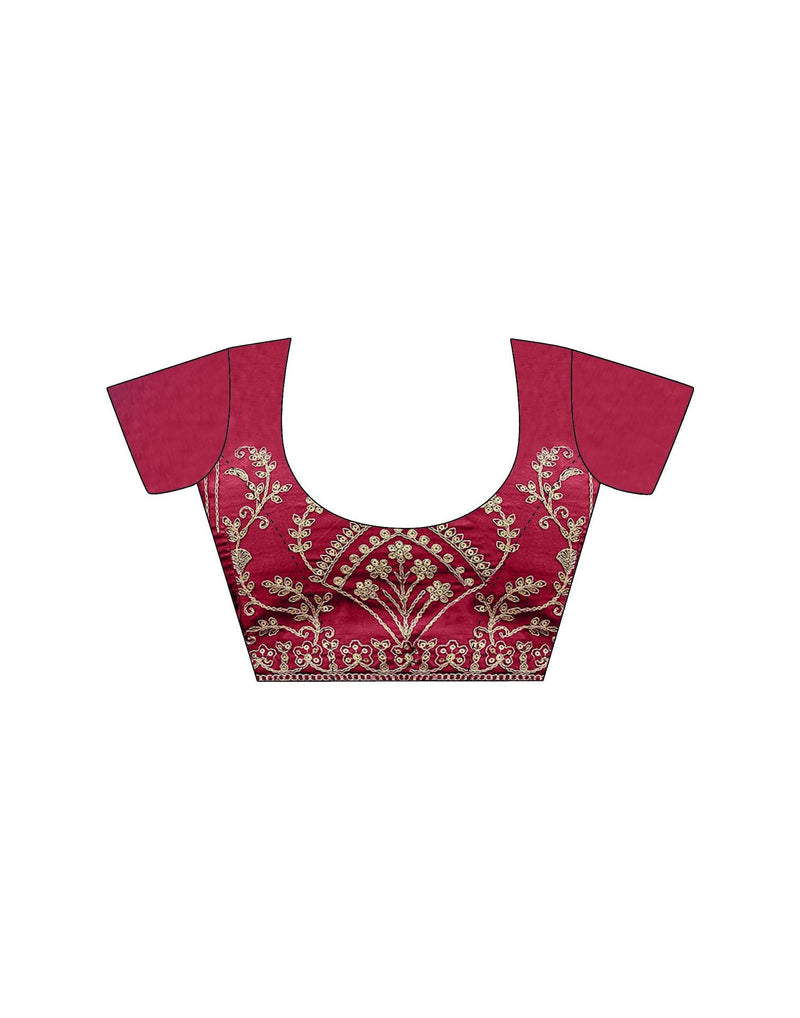 Magenta Silk Sequence Lace Saree