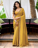 Yellow Silk Sequence Lace Saree