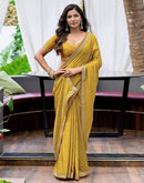 Yellow Silk Sequence Lace Saree