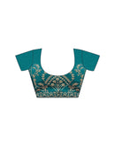 Teal Blue Silk Sequence Lace Saree