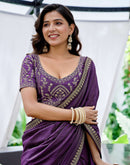 Purple Silk Sequence Lace Saree