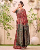 Maroon Silk Woven Baluchari Saree