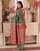 Dark Green Silk Woven Baluchari Saree