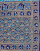 Teal Blue Silk Woven Baluchari Saree