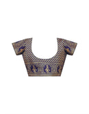Teal Blue Silk Woven Baluchari Saree