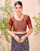 Navy Blue Silk Woven Baluchari Saree