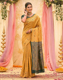 Yellow Silk Woven Banarasi Saree